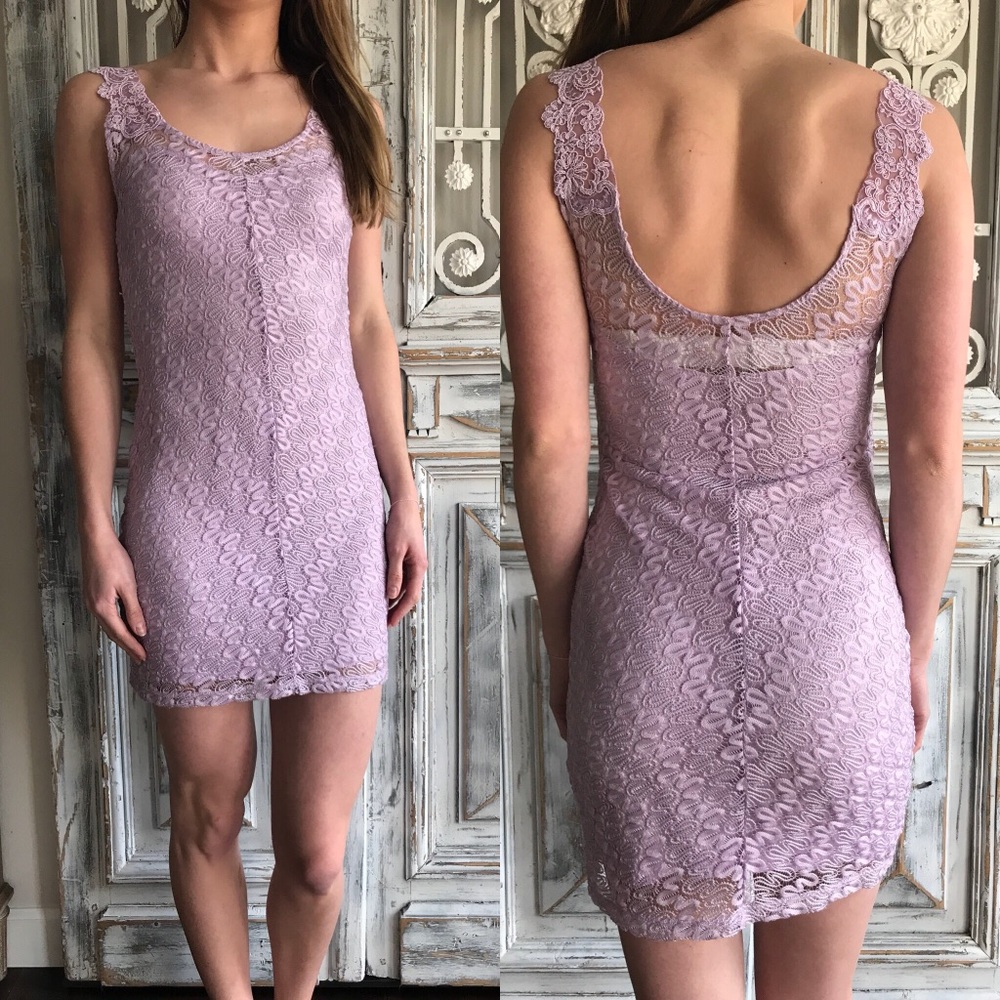 Free People Lavender lace bodycon dress